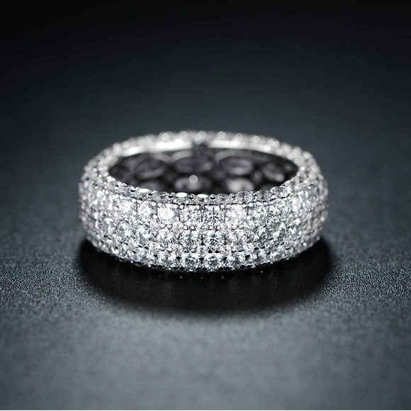 18K White Gold Eternity Diamond Ring Wide Band
